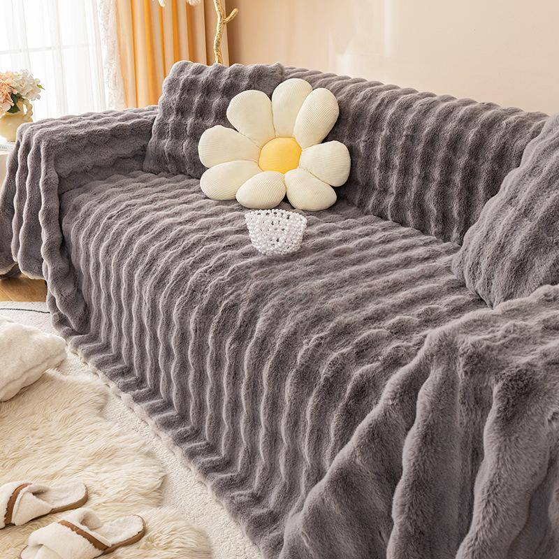 Sofa Handtuch Winter Verdickt Kaninchen Plüsch Sofa Abdeckung Tuch Sofa Kissen All-inclusive Universal Plüsch Kissen 180*130cm von Joom DACH