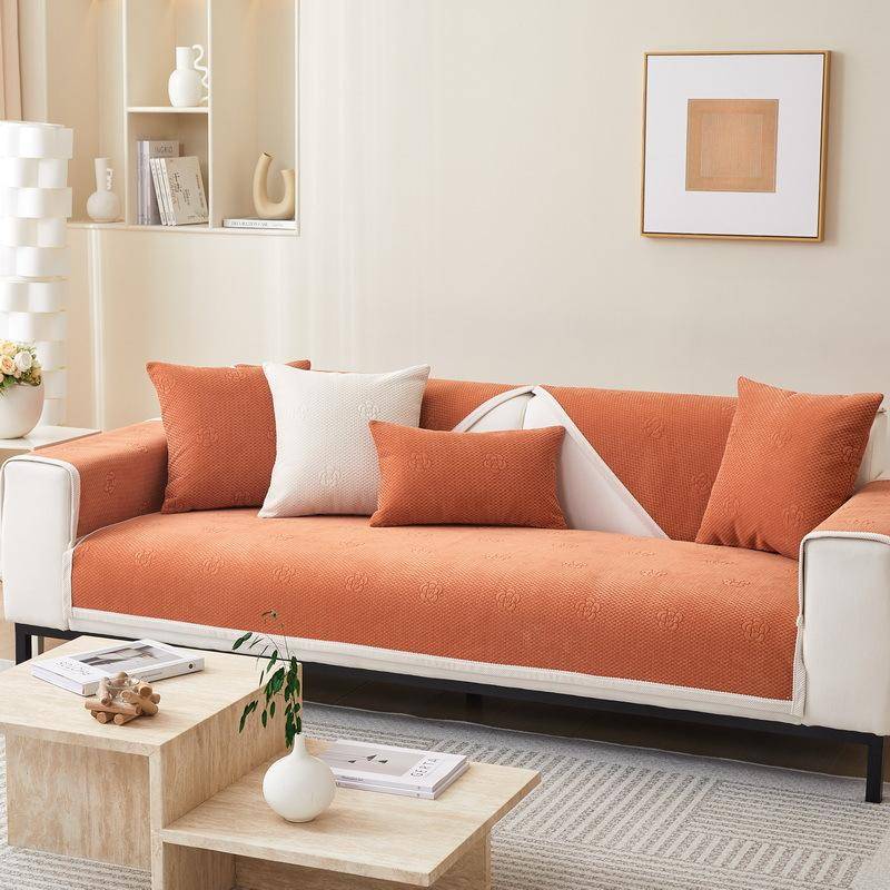 Sofa Kissen Chenille Modern Schlicht Jacquard Sofa Kissen Vier Jahreszeiten Universal Rutschfest Lederbezug Bezug Tuch Handtuch 70*70cm von Joom DACH