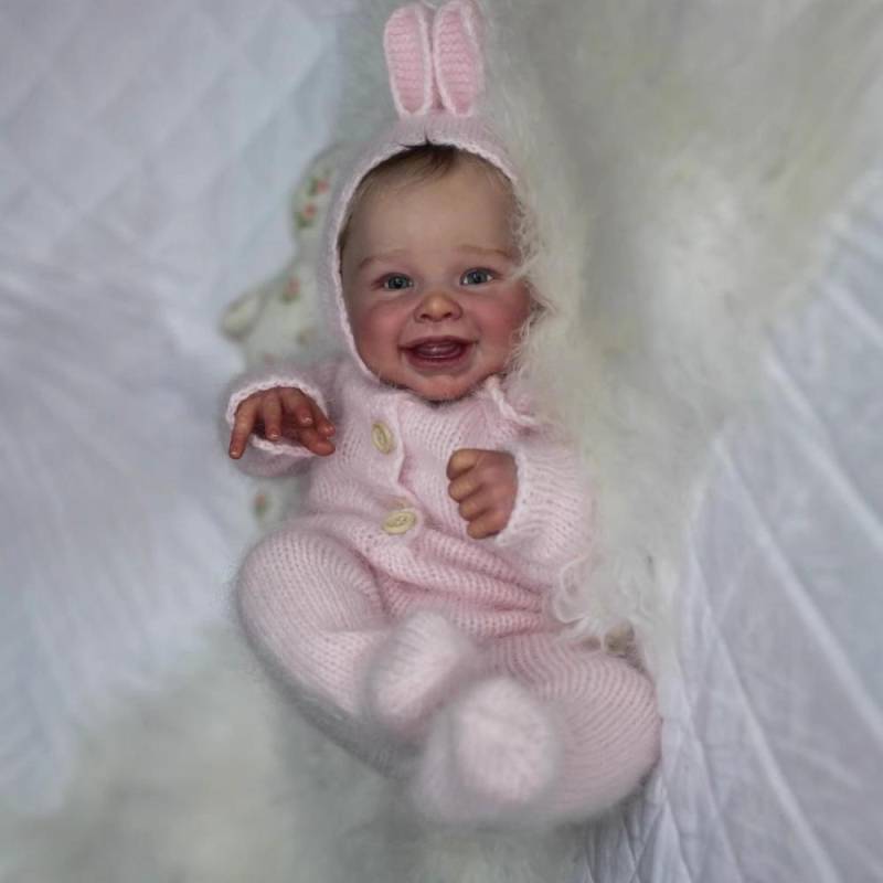 Soft Touch 20'' 50cm Stoffkörper Reborn-Puppe Harper Realistisch Aussehend Glücklich Lächelnd Simulations-Babypuppe Niedliche Lebensechte Wiedergeburtspuppen für Kinder Spielhaus-Spielzeug cloth body von Joom DACH