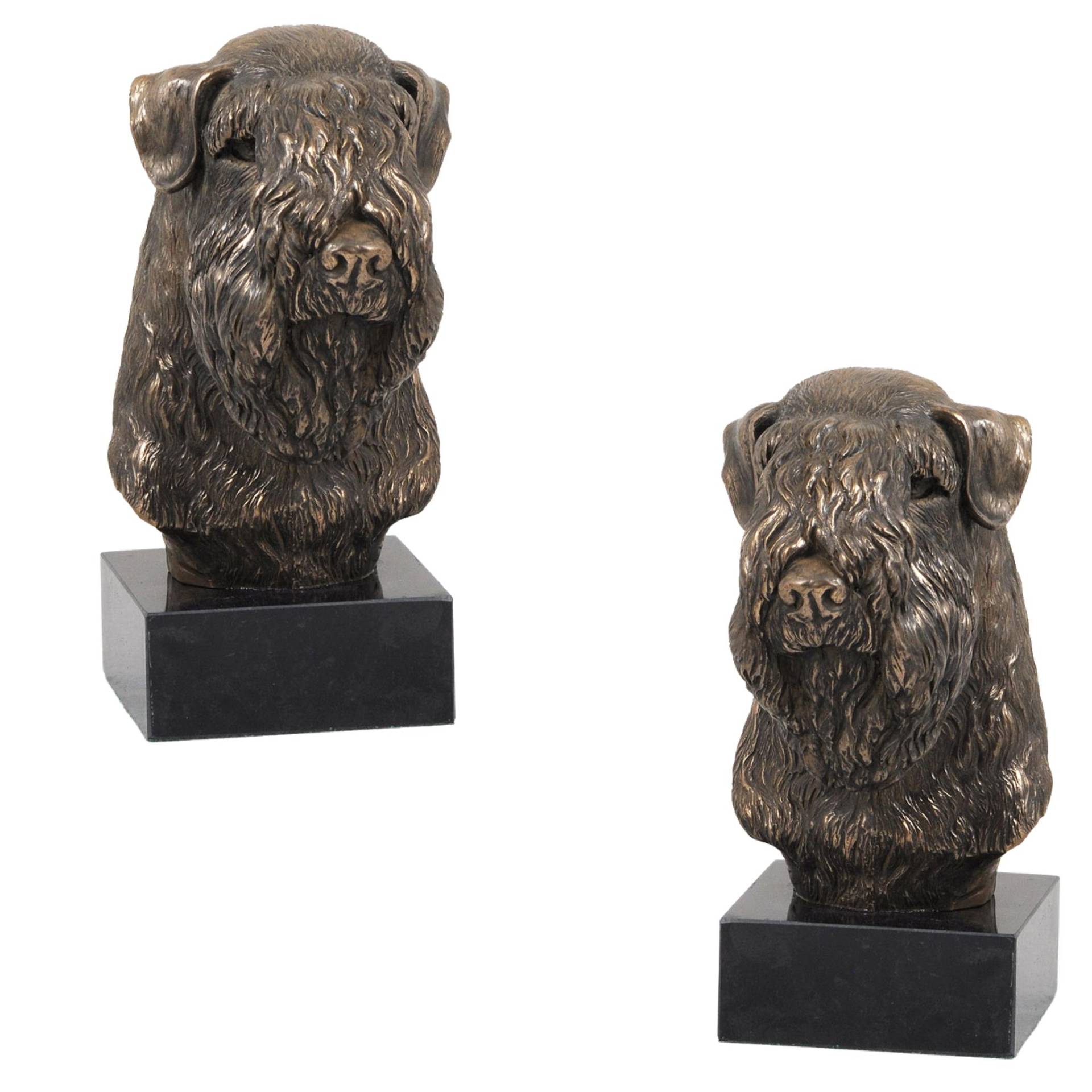 Soft-Coated Wheatan Terrier - Hundestatue, Büste auf Steinsockel, Skulptur, Trophäe für Hundeausstellung der Marke Art-Dog braun von Joom DACH