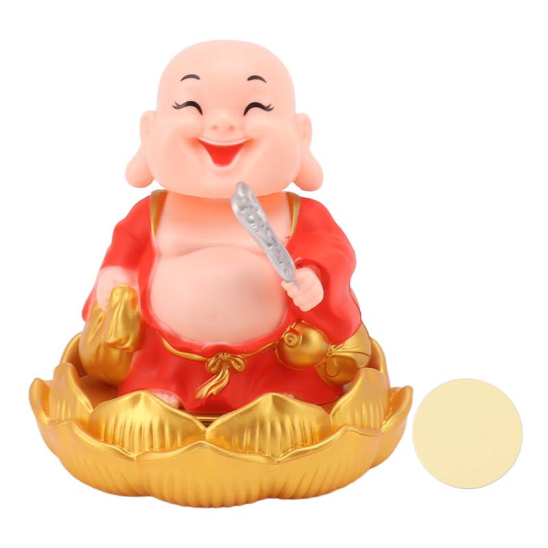 Solar Buddha Statue Solar Nicken Maitreya Auto Ornament Dekoration Schütteln Kopf Spielzeug für Reichtum und rot von Joom DACH