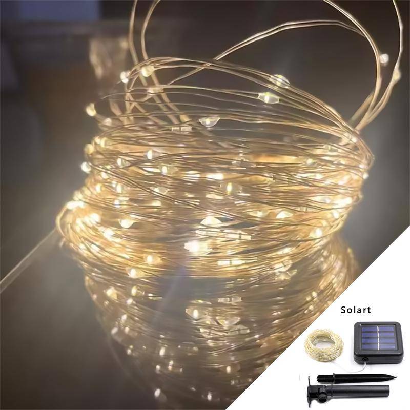 Solar Lichterkette LED Kupferdraht Fee Outdoor Garten Solar Lampen Terrasse Camping Garten Party Weihnachtsbaum Dekoration Lampen 22m 200LEDs【Solar-8 mode】 warm weiße von Joom DACH