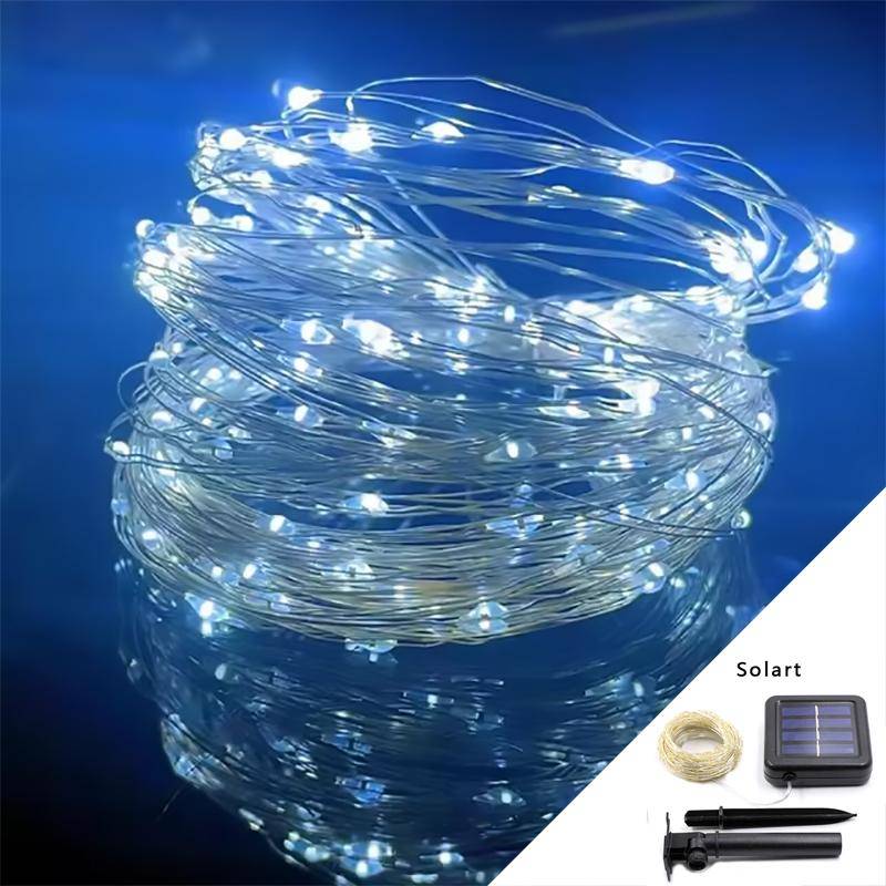 Solar Lichterkette LED Kupferdraht Fee Outdoor Garten Solar Lampen Terrasse Camping Garten Party Weihnachtsbaum Dekoration Lampen 22m 200LEDs【Solar-8 mode】 weiß von Joom DACH