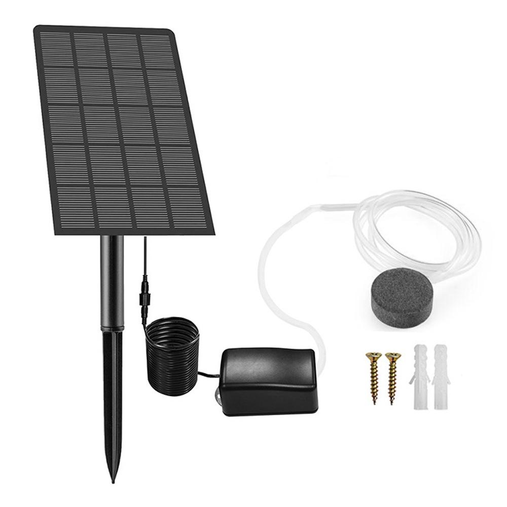 Solar-Luftpumpe, Sauerstoffgenerator, Aquarium-Teichbelüfter mit Luftschlauch und Sprudelstein für Fische im Freien schwarz von Joom DACH