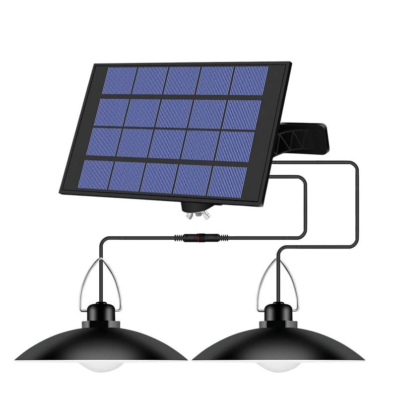 Solar-Pendelleuchte, 4 Köpfe, für den Außenbereich, wasserdicht, solarbetrieben, Schuppenleuchten, wiederaufladbare LED-Deckenleuchte 2-head von Joom DACH