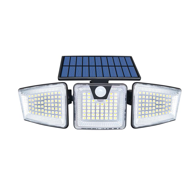 Solar Super Helle LED Sensor Wandleuchte Außen Terrasse Dreifache Wandleuchte IP65 Wasserdicht Einstellbar schwarz von Joom DACH