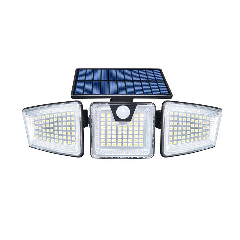Solar Super Helle LED Sensor Wandleuchte Außen Terrasse Dreifache Wandleuchte IP65 Wasserdicht Einstellbar schwarz von Joom DACH