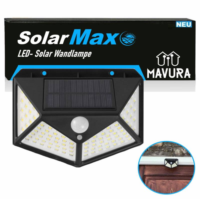 SolarMAX LED Solar Wandlampe Bewegungsmelder Solarlampe für Außen 270° 308 LED von Joom DACH