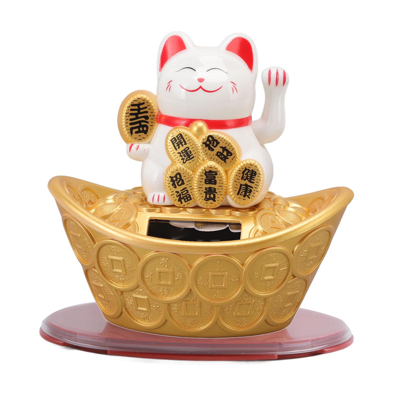 Solarenergie Glückskatze Ornament Solar Reichtum Willkommen Winkende Hand Glückskatze Statue für Zuhause Auto von Joom DACH