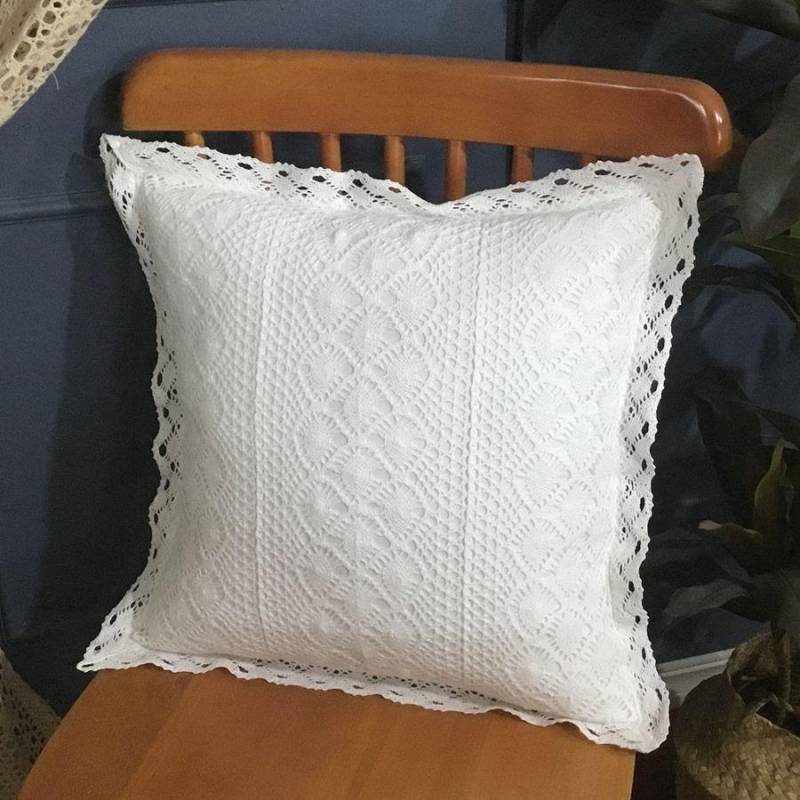 Einfarbig Spitze Retro Kern Kissen Quadrat Auto Gastfamilie Weiß Gestrickt 45*45 von Joom DACH