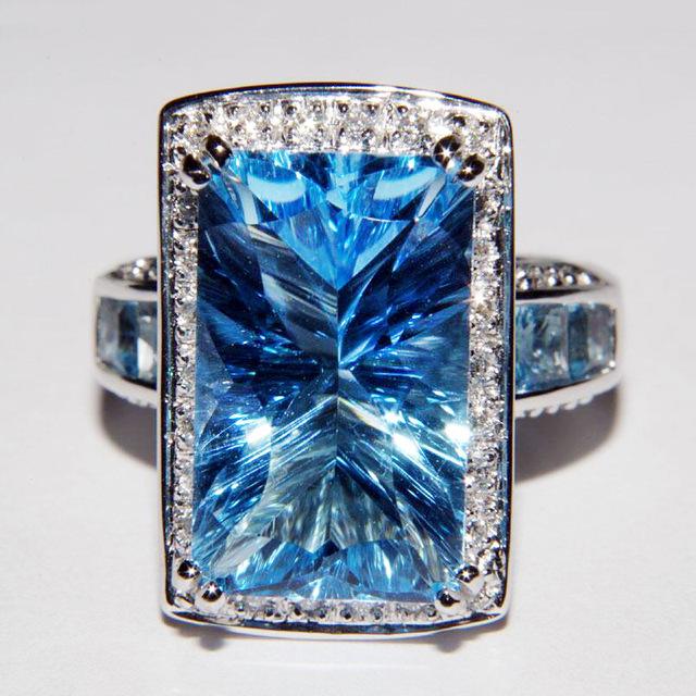Solide 100 % 925 Sterling Silber Herkunft Saphir Edelstein Ring für Frauen Männer Eheringe Anillos De Sapphire Silber 925 Schmuck 8 blau von Joom DACH