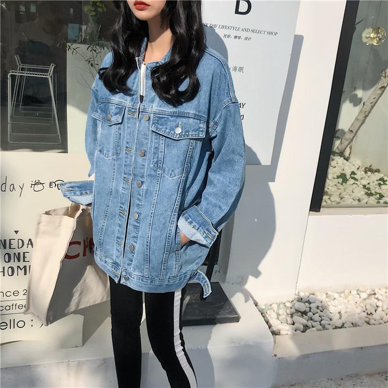 Solide Jeansjacke für Damen Locker Lässig Blau Modische Mäntel Damen Oberbekleidung Denim Feminin S von Joom DACH