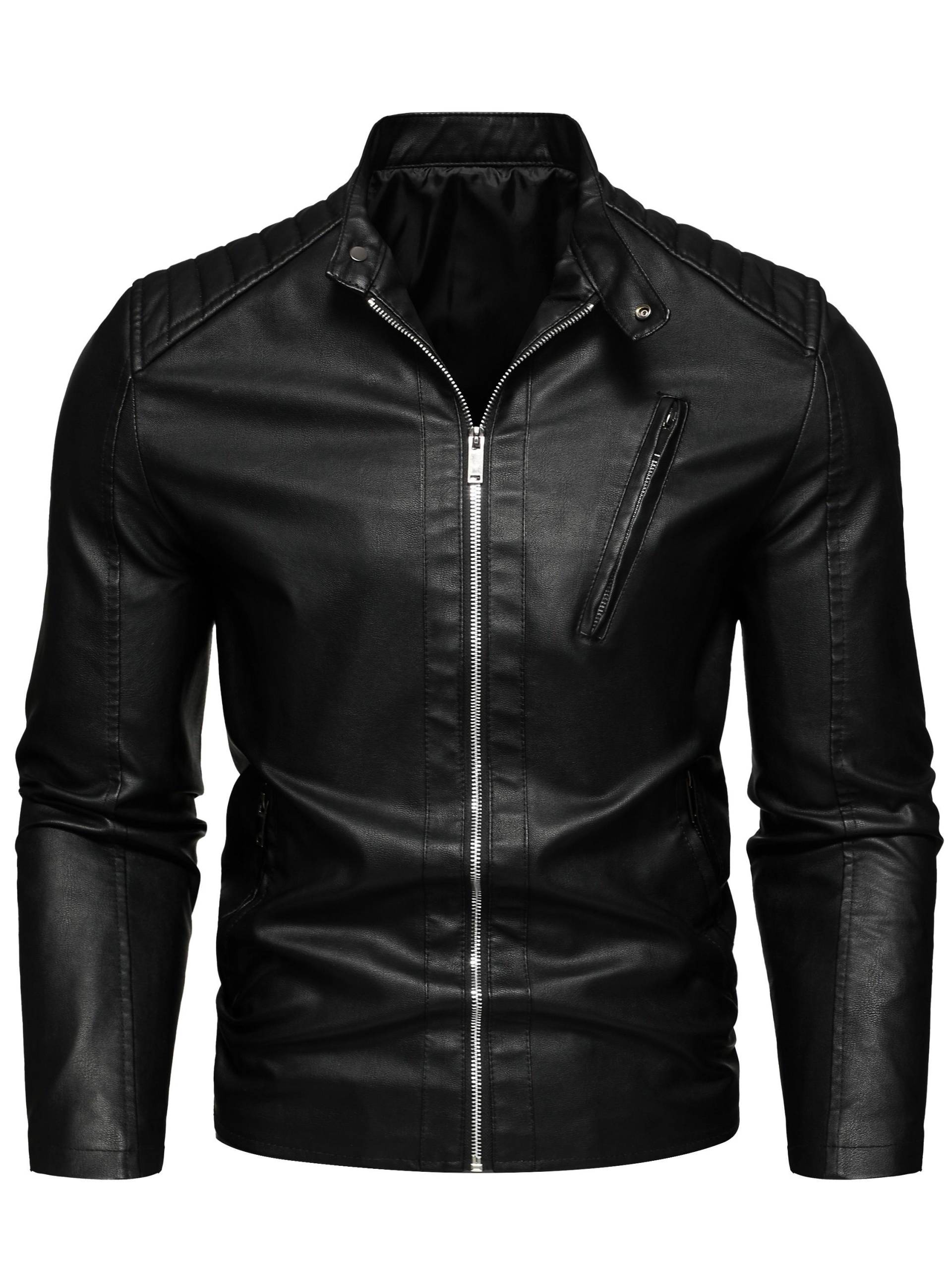 Solide PU-Lederjacke mit Reißverschluss für Herren - Motorradjacke - Strapazierfähiges PU-Leder - Stilvoll & schützend - Ideales Geschenk für Biker XXXXL kohle von Joom DACH