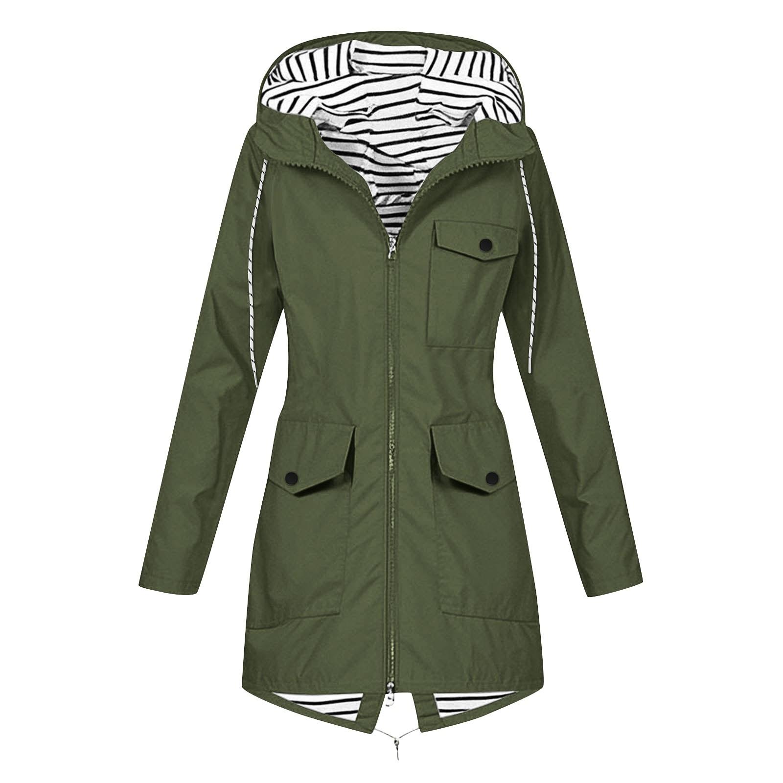 Solide Regenjacke für Damen, Outdoor, wasserdicht, mit Kapuze, winddicht XXXL von Joom DACH