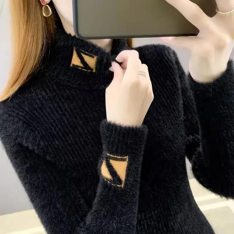 Solider Rollkragenpullover in Nerzoptik für den Winter mit langärmeligen Strickpullovern für Damen M schwarz Solider Rollkragenpullover in Nerzoptik für den Winter mit langärmeligen Strickpullovern für Damen M schwarz von Joom DACH