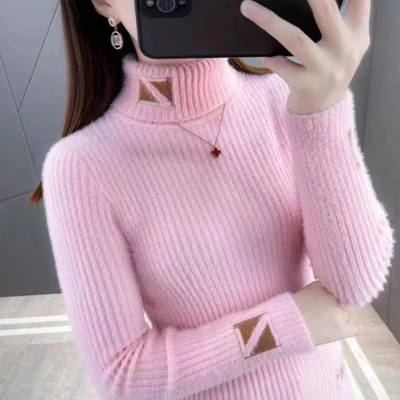 Solider Rollkragenpullover in Nerzoptik für den Winter mit langärmeligen Strickpullovern für Damen XXL rosa Solider Rollkragenpullover in Nerzoptik für den Winter mit langärmeligen Strickpullovern für Damen XXL rosa von Joom DACH