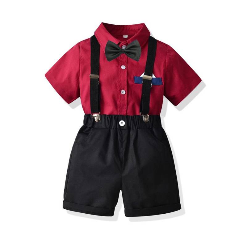 Sommer 2024 Gentleman-Anzug für Jungen mit weinrotem Hemd und Trägerhose 80cm Sommer 2024 Gentleman-Anzug für Jungen mit weinrotem Hemd und Trägerhose 80cm von Joom DACH
