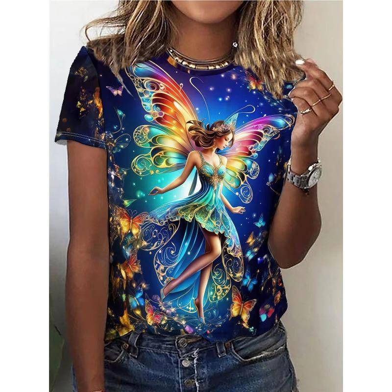 Sommer 3D Druck T-shirts Frauen Streetwear Tier Casual Fashion Y2k Kurzarm T Shirt Oansatz Tees Tops Kleidung S von Joom DACH