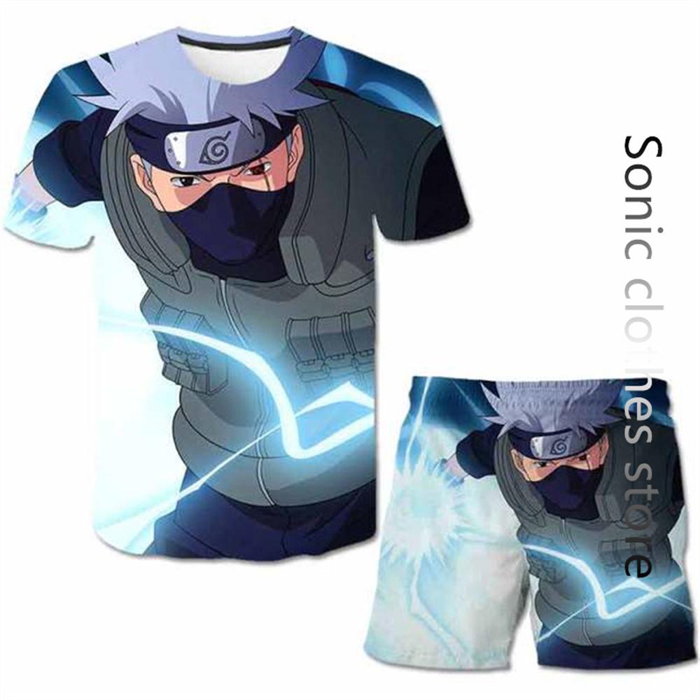 Sommer Anime Naruto T-shirt männer Casual Set Marke Jungen T-shirt Kurzarm + shorts Übergroßen 3d Druck Kinder Zwei-stück Set 120 von Joom DACH