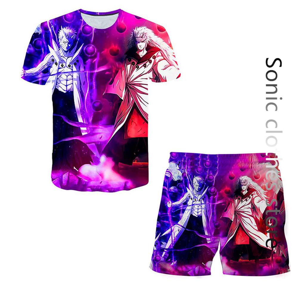 Sommer Anime Naruto T-shirt männer Casual Set Marke Jungen T-shirt Kurzarm + shorts Übergroßen 3d Druck Kinder Zwei-stück Set 140 von Joom DACH