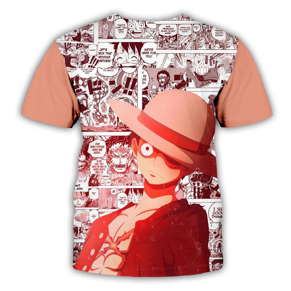 Sommer Anime One Piece Luffy Mode T Shirt 3D Casual Männer Frauen Cartoon Lustige T-Shirt Tops Tees XL von Joom DACH