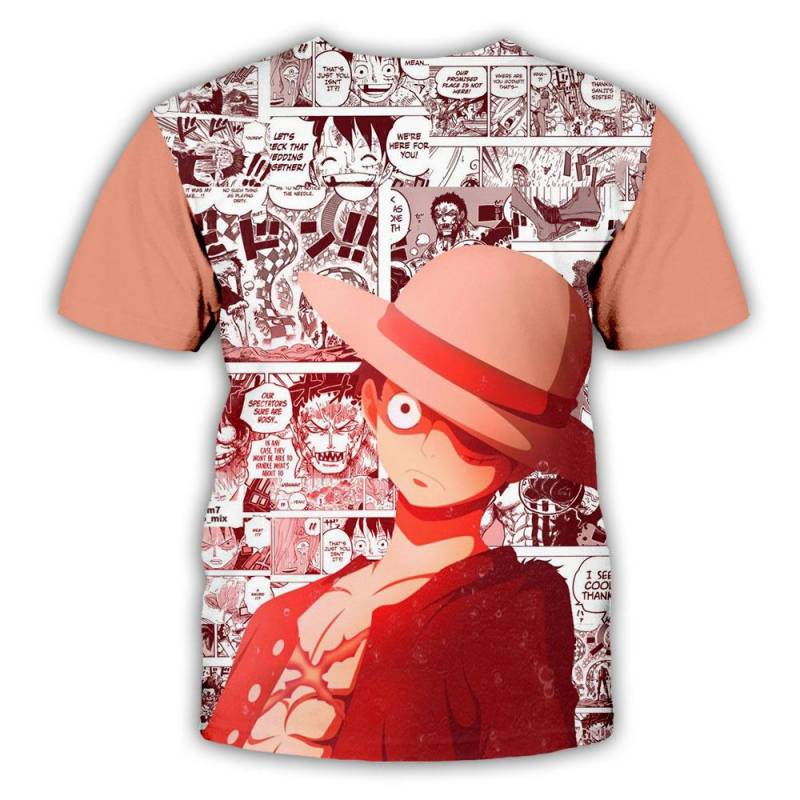Sommer Anime One Piece Luffy Mode T Shirt 3D Casual Männer Frauen Cartoon Lustige T-Shirt Tops Tees XL von Joom DACH