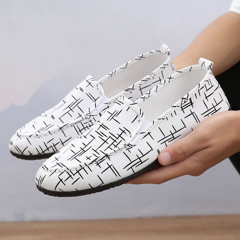 Sommer Atmungsaktive Herrenschuhe Mann Old Beijing Canvas Schuhe Herren Koreanische Schuhe Lässige Slipper Flacher Absatz Fahrschuhe 45 weiß von Joom DACH