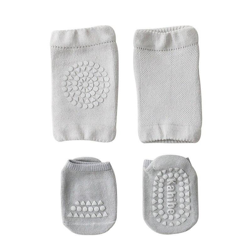 Sommer Baby Knie Pads Socken Set Einfarbig Anti Slip Socken Kniescheibe Kind Krabbeln Sicherheit Boden Socken Knie Schutz für mädchen Jungen S(0-1Year) graue von Joom DACH