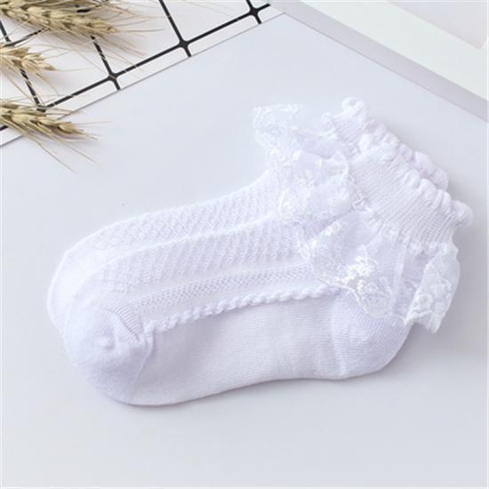 Sommer Baby Mädchen Kinder Kleinkind Socken Atmungsaktive Baumwolle Spitze Rüschen Prinzessin Mesh Socken 4-7 years old weiß von Joom DACH