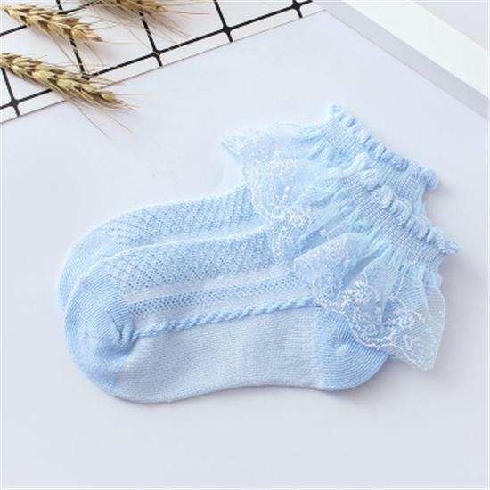 Sommer Baby Mädchen Kinder Kleinkind Socken Atmungsaktive Baumwolle Spitze Rüschen Prinzessin Mesh Socken 8-12 years old blau von Joom DACH