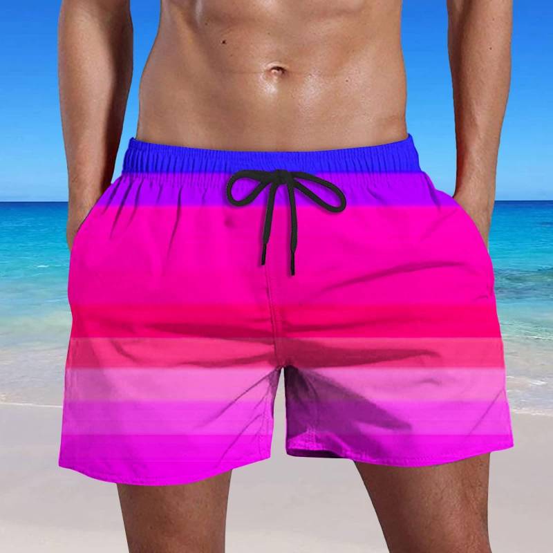 Sommer-Badehose für Herren, schnell trocknende Shorts mit Taschen und Strandshorts mit Farbverlaufsdruck XXL rosa von Joom DACH