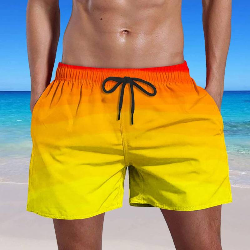 Sommer-Badehose für Herren, schnell trocknende Shorts mit Taschen und Strandshorts mit Farbverlaufsdruck XXXXL gelb von Joom DACH