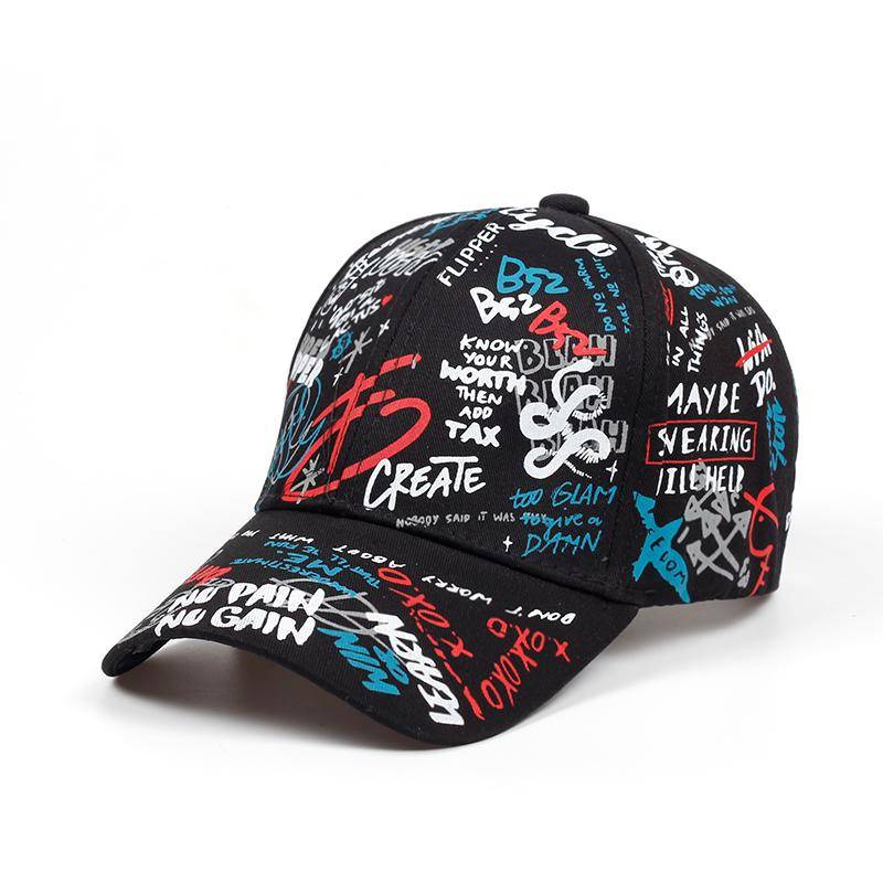 Sommer Baseball Cap Graffiti Sun Caps Hip Hop Visier Hut Einstellbare Snap-back Hüte Für Frauen Golf Kappe schwarz von Joom DACH