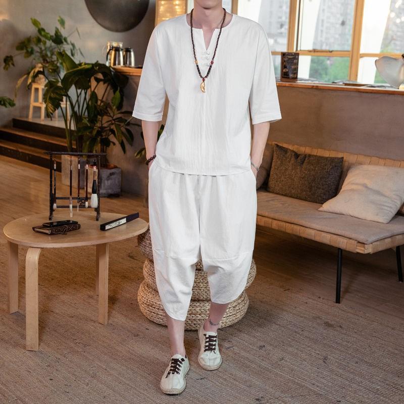 Sommer Baumwolle Leinen Hemd Set Herren Casual Outdoor 2-teiliger Anzug Andhome Kleidung Pyjamas Bequeme atmungsaktive Strand Kurzarm Sets M weiß Sommer Baumwolle Leinen Hemd Set Herren Casual Outdoor 2-teiliger Anzug Andhome Kleidung Pyjamas Bequeme atmungsaktive Strand Kurzarm Sets M weiß von Joom DACH