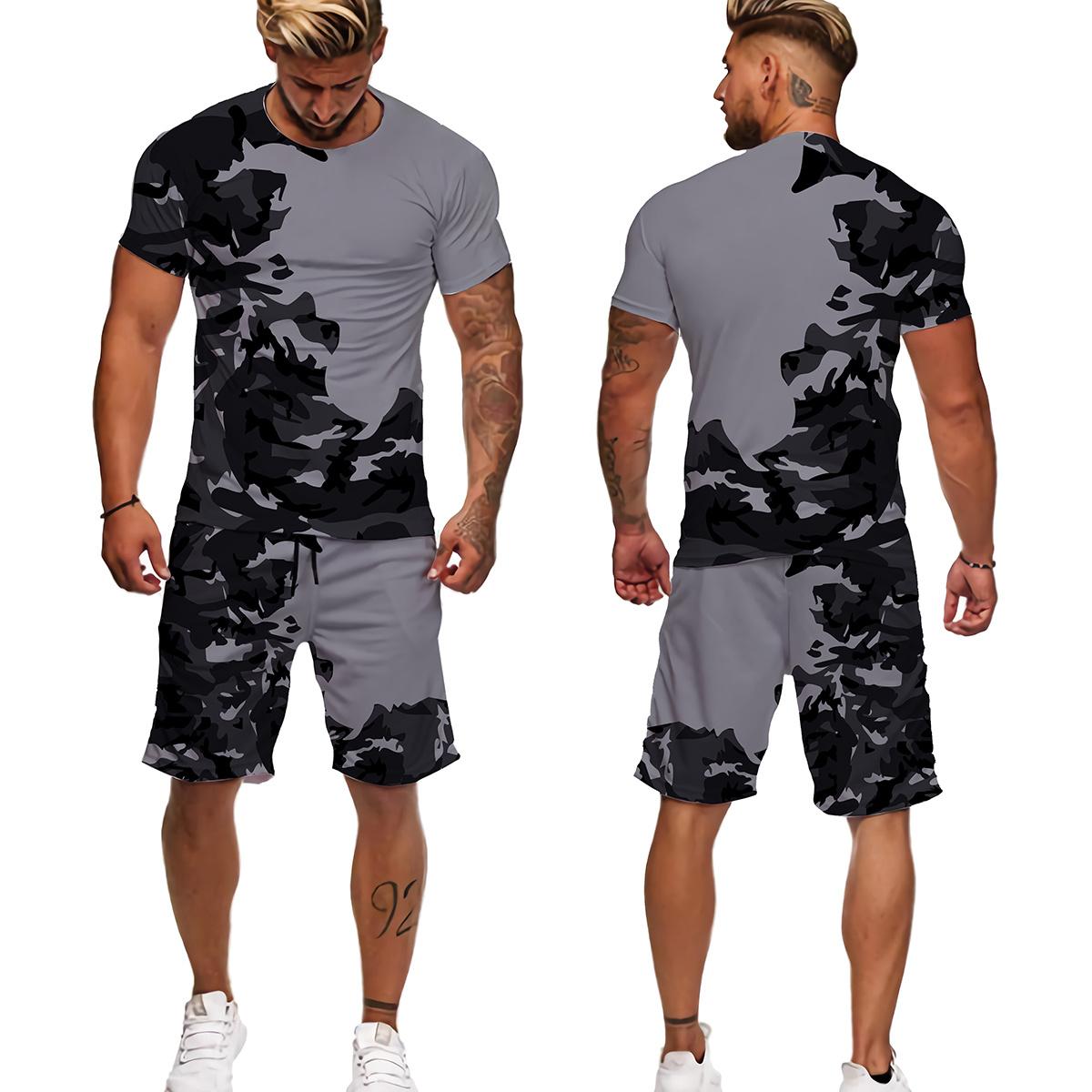 Sommer Camouflage T-Shirts/Shorts/Anzüge Herren T-Shirt Shorts Trainingsanzug Sport Stil Outdoor Camping Jagd Casual Herren Kleidung XL von Joom DACH