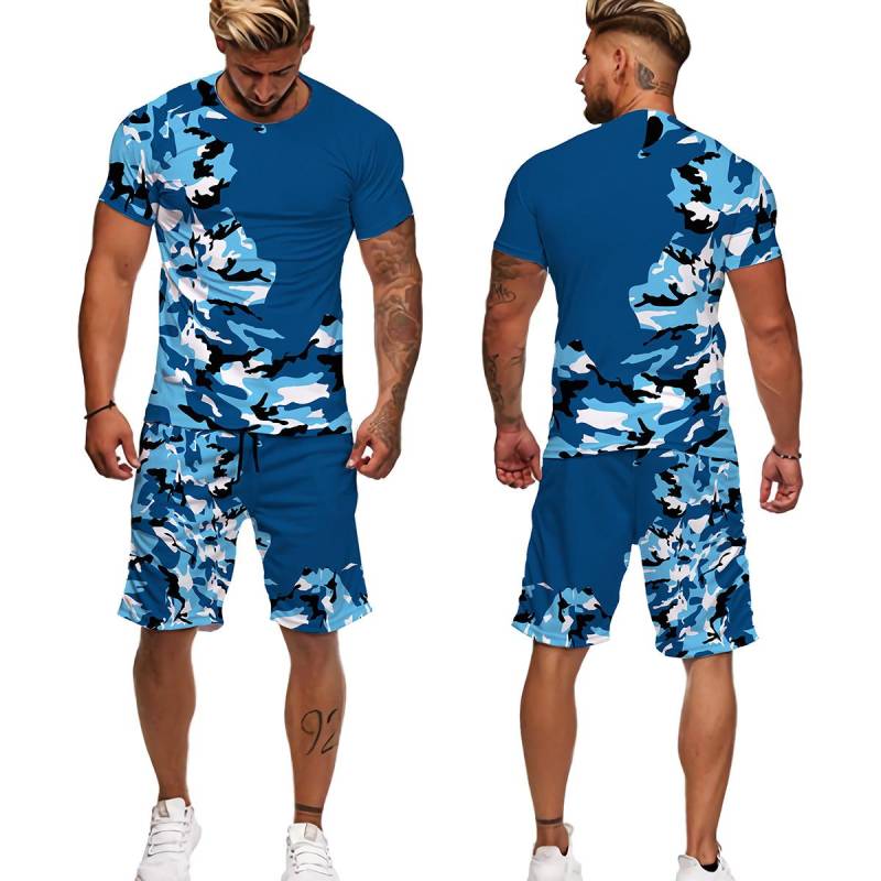 Sommer Camouflage T-Shirts/Shorts/Anzüge Herren T-Shirt Shorts Trainingsanzug Sport Stil Outdoor Camping Jagd Casual Herren Kleidung XXL von Joom DACH