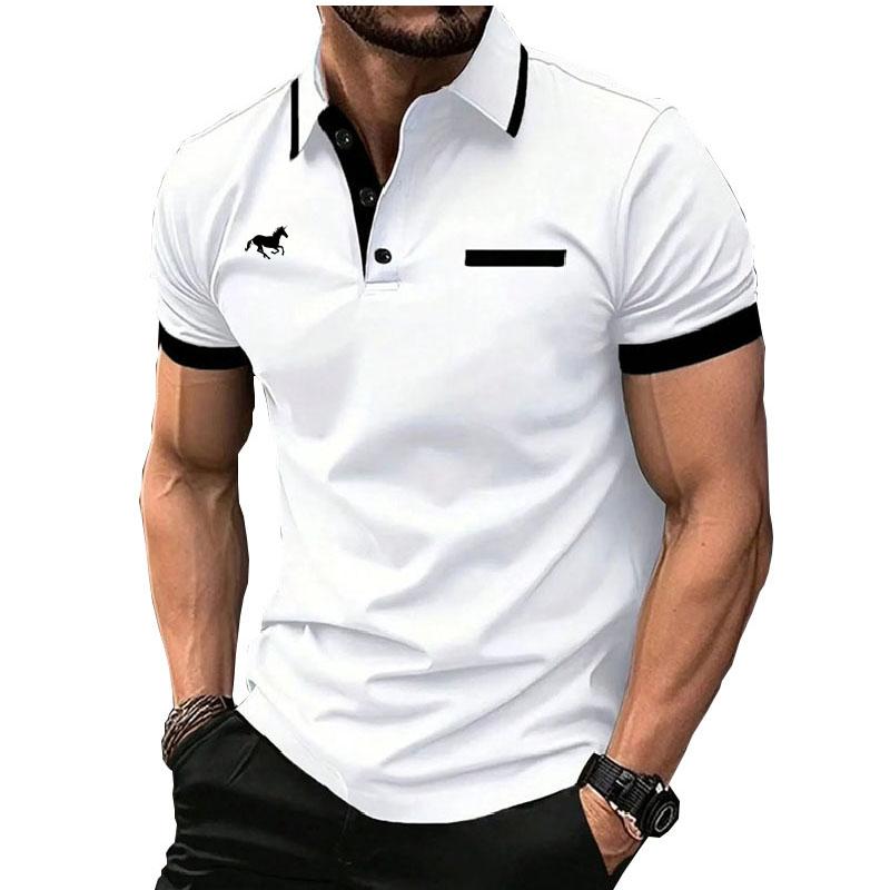 Sommer Casual 3D Digitaldruckmuster Herren Kurzarm Poloshirt Modisches Schnelltrocknendes Hemd Top 2XL weiß von Joom DACH