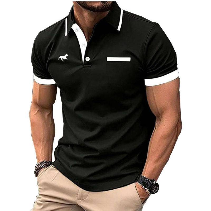 Sommer Casual 3D Digitaldruckmuster Herren Kurzarm Poloshirt Modisches Schnelltrocknendes Hemd Top 3XL schwarz von Joom DACH