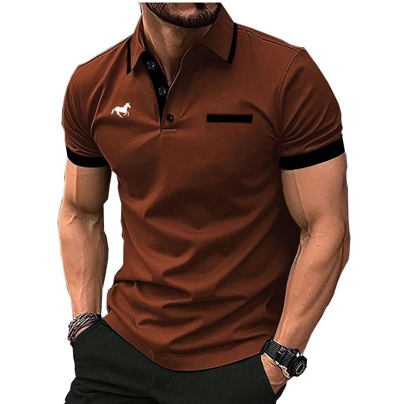 Sommer Casual 3D Digitaldruckmuster Herren Kurzarm Poloshirt Modisches Schnelltrocknendes Hemd Top 3XL braun von Joom DACH