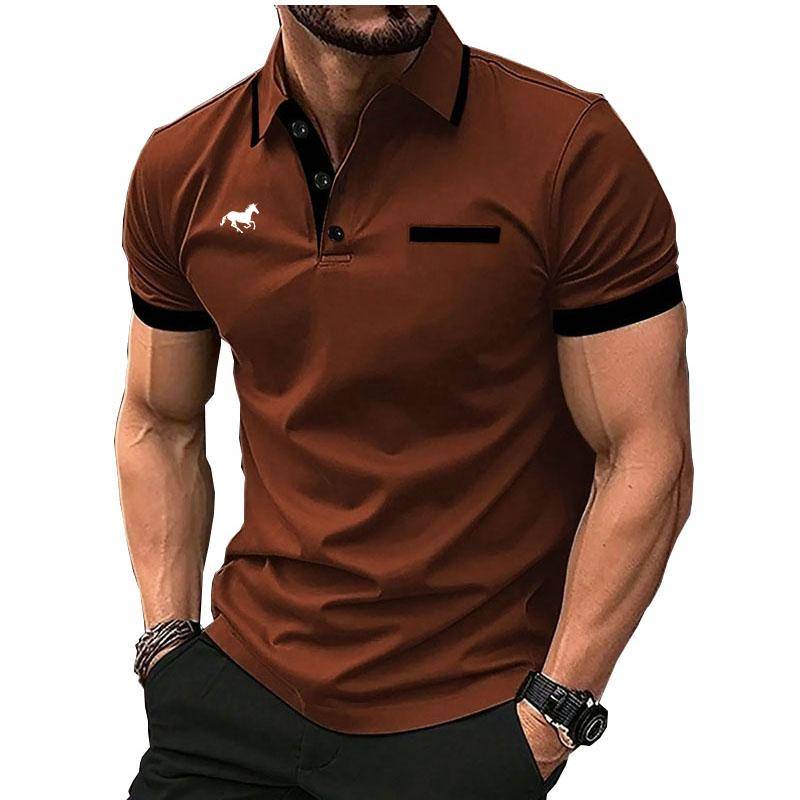 Sommer Casual 3D Digitaldruckmuster Herren Kurzarm Poloshirt Modisches Schnelltrocknendes Hemd Top 3XL braun von Joom DACH