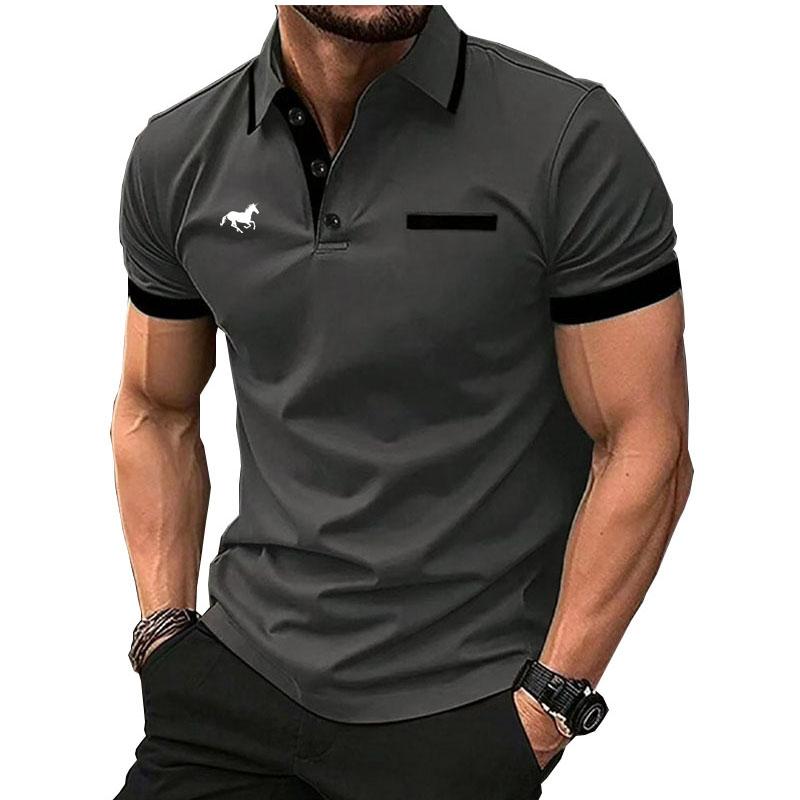 Sommer Casual 3D Digitaldruckmuster Herren Kurzarm Poloshirt Modisches Schnelltrocknendes Hemd Top L grau von Joom DACH