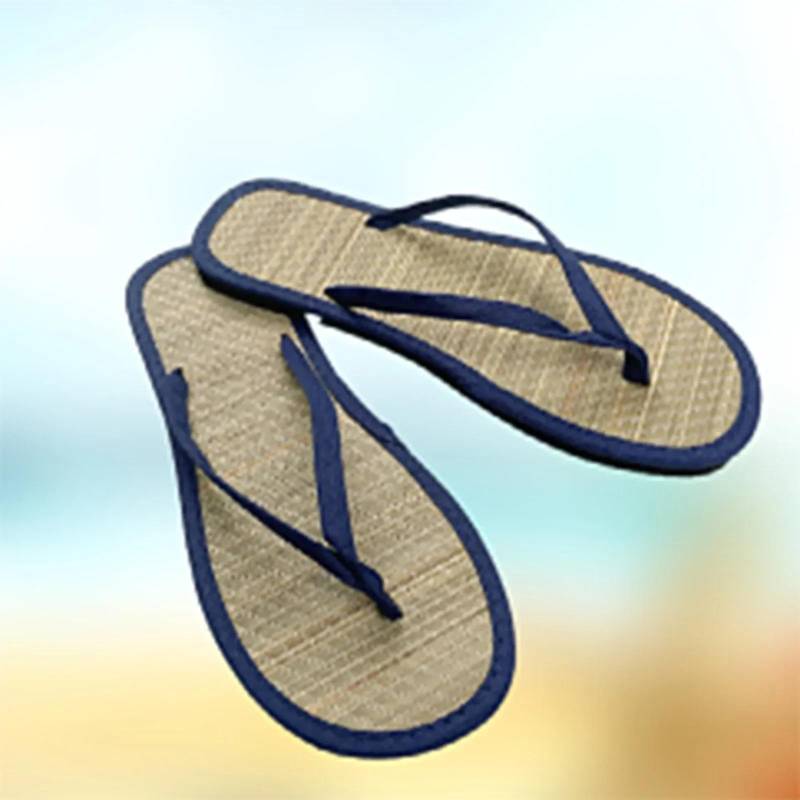 Sommer Damen Flache Flip-Flops Hausschuhe Bequeme rutschfeste Sandalen Bambus Rattan Flip Flop Home Badezimmer Mode Hausschuhe 39 dunkelblaue von Joom DACH