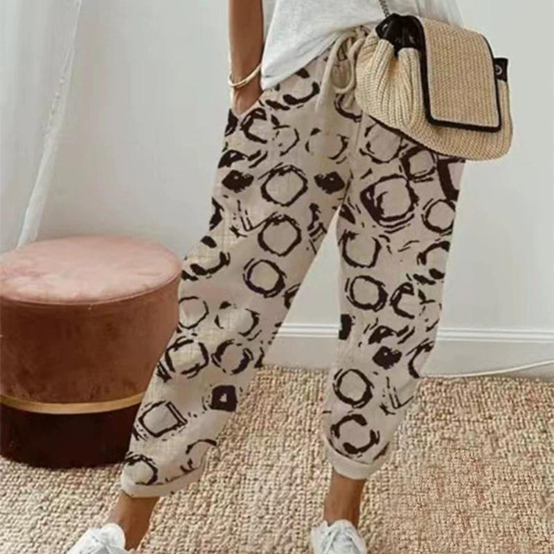 Sommer Damen Gestreifte Freizeithose Lockere Hose mit elastischer Taille 2XL von Joom DACH