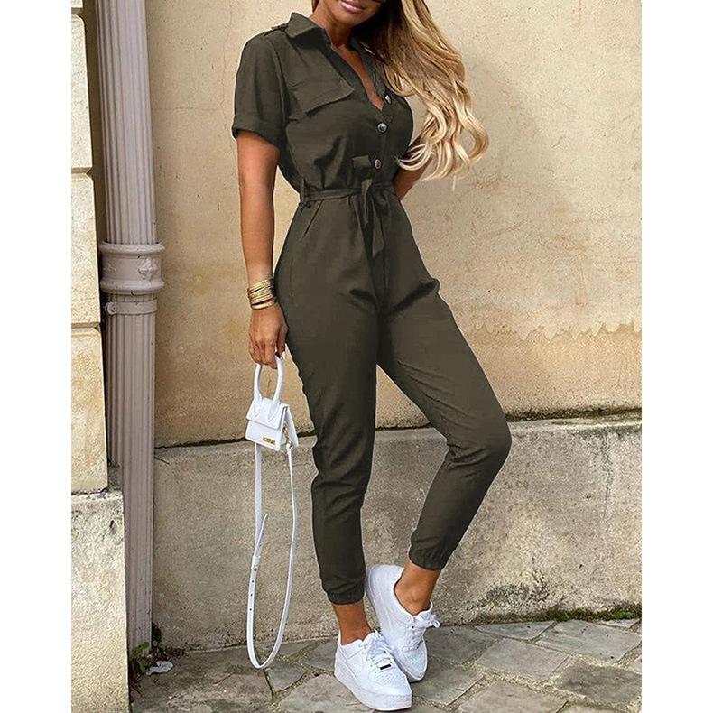 Sommer Damen Hosen Casual Revers Button Print Gürtel Cargo Overall M Sommer Damen Hosen Casual Revers Button Print Gürtel Cargo Overall M von Joom DACH