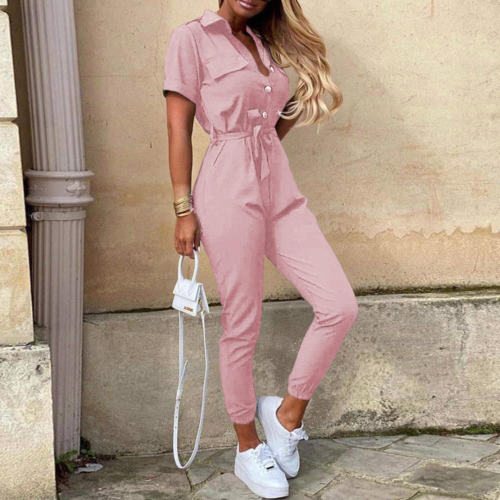 Sommer Damen Hosen Casual Revers Button Print Gürtel Cargo Overall S Sommer Damen Hosen Casual Revers Button Print Gürtel Cargo Overall S von Joom DACH