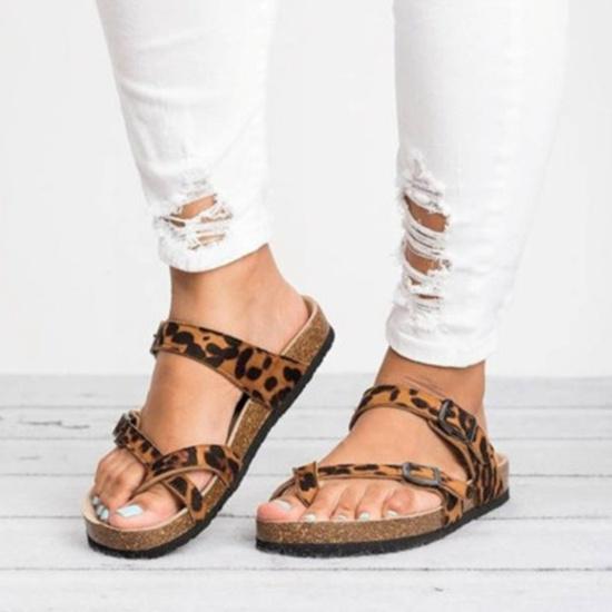 Sommer-Damen-Plateau-Strandsandalen, offene Zehen-Hausschuhe 36 Leo-Print von Joom DACH