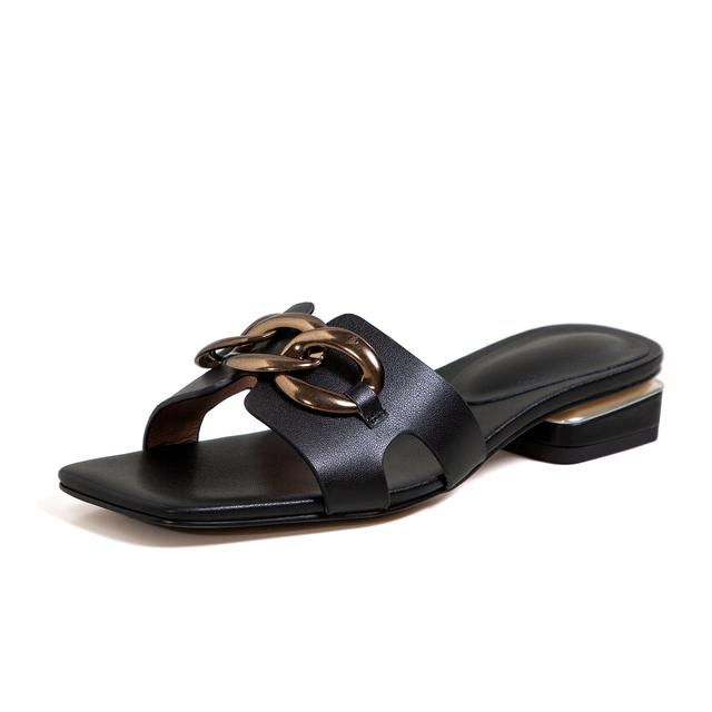Sommer Damen Sandalen Damen Schuhe Moderne Slipper Eckige Zehenpartie Klobiger Absatz Offene Zehenpartie Outdoor Pantoletten Echtes Leder Ballerinas Damen Pantoletten 35 schwarz von Joom DACH