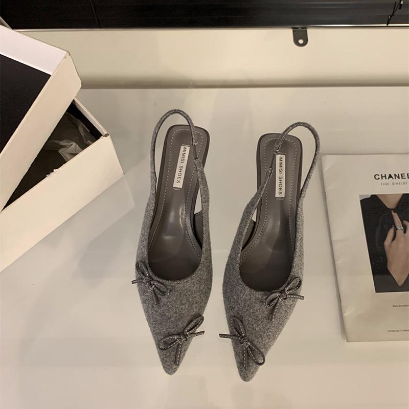 Sommer Damen Sandalen mit niedrigem Absatz, modische spitze Zehenpartie, Slip-On-Schuhe, elegante Pumps für Tanzpartys 35 graue von Joom DACH