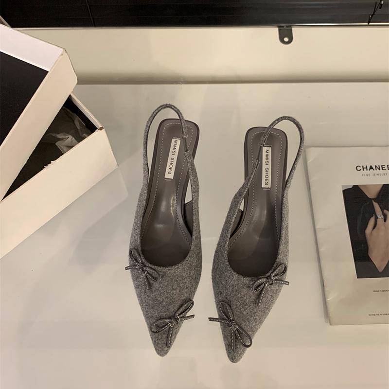 Sommer Damen Sandalen mit niedrigem Absatz, modische spitze Zehenpartie, Slip-On-Schuhe, elegante Pumps für Tanzpartys 35 graue von Joom DACH