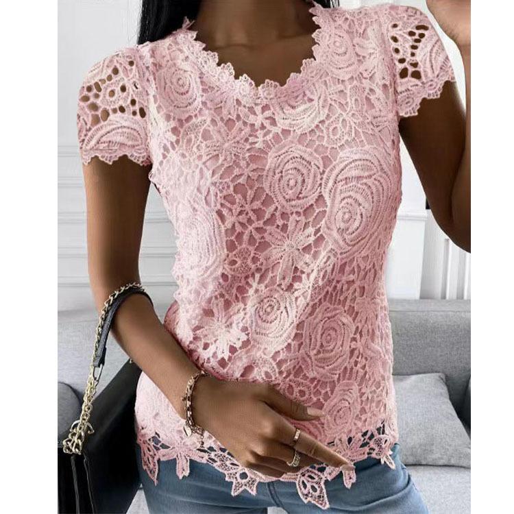 Sommer Damen T-Shirt Kurzarm Spitzenshirt Temperament Elegant Kurzarm Tops S Sommer Damen T-Shirt Kurzarm Spitzenshirt Temperament Elegant Kurzarm Tops S von Joom DACH